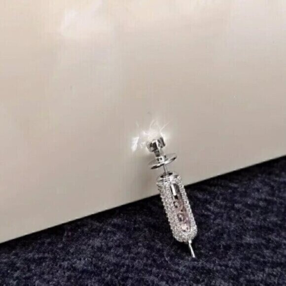 Punk Style Unique Dangle Earrings, Rhinestone Embellished - Picture 5 of 9